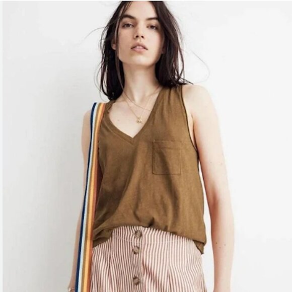 Madewell Tops - MADEWELL Whisper Cotton V-Neck Pocket Tank NWT S 100% Cotton Sleeveless SmallNew